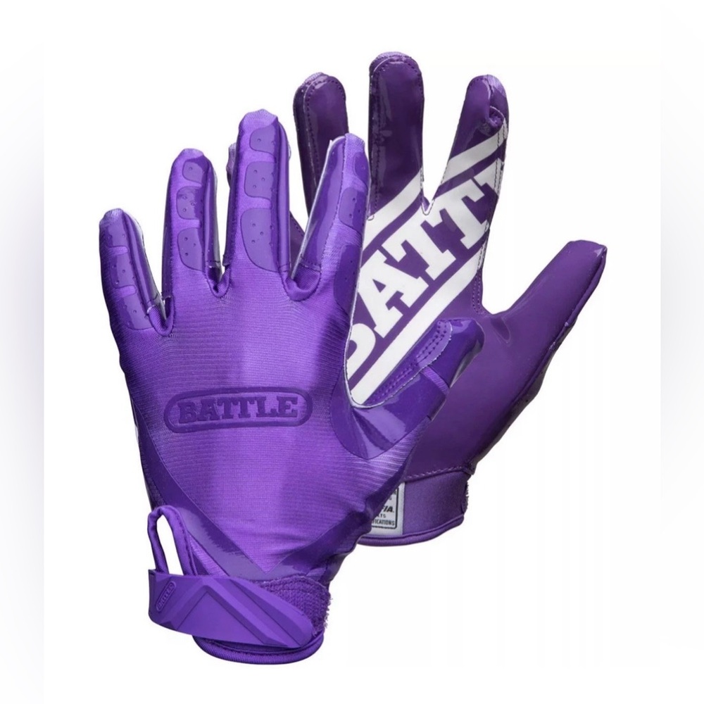 Battle Sports Adult DoubleThreat Football Gloves - Purple/Purple Size - Medium
